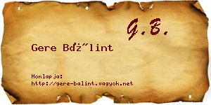 Gere Bálint névjegykártya
